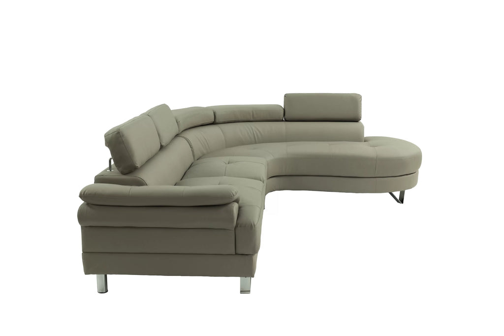 2-Piece Sectional Sofa Set – Left Facing Sofa, Right Facing Chaise Sectional Set-Light Grey – Light Gray (F6984)