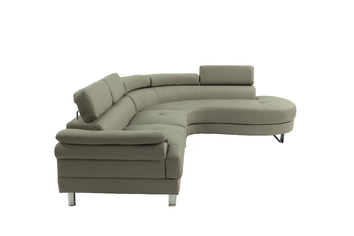 2-Piece Sectional Sofa Set – Left Facing Sofa, Right Facing Chaise Sectional Set-Light Grey – Light Gray (F6984)