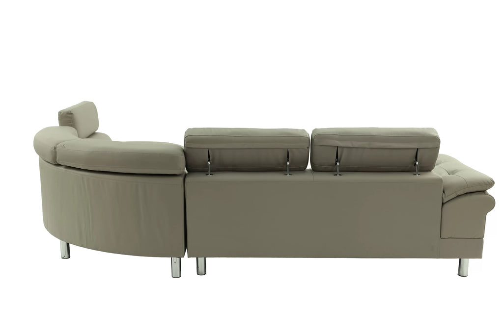 2-Piece Sectional Sofa Set – Left Facing Sofa, Right Facing Chaise Sectional Set-Light Grey – Light Gray (F6984)