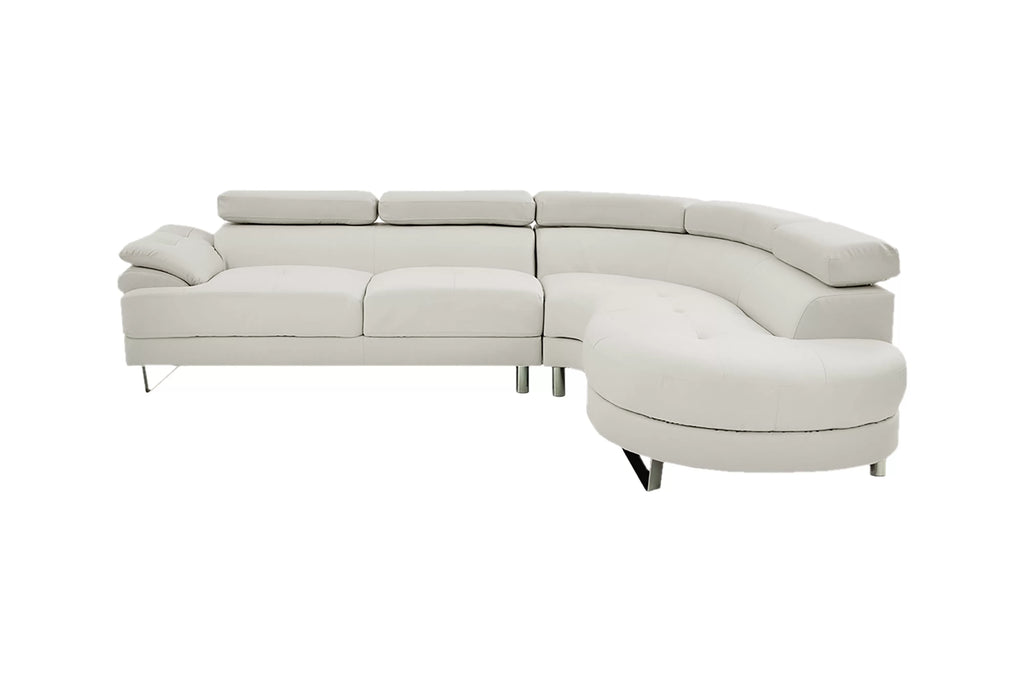 2-Piece Sectional Sofa Set – Left Facing Sofa, Right Facing Chaise Sectional Set-White (F6985)
