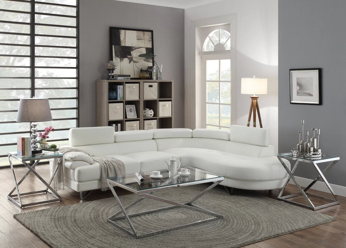 2-Piece Sectional Sofa Set – Left Facing Sofa, Right Facing Chaise Sectional Set-White (F6985)