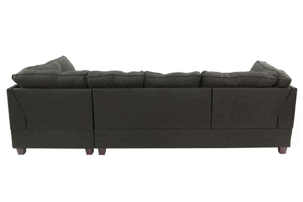 2-Piece Sectional Set W/ 2 Accent Pillows – 2pc Reversible Sectional Sofa Set W/2 Accent Pillows-Ash Black (F6988)