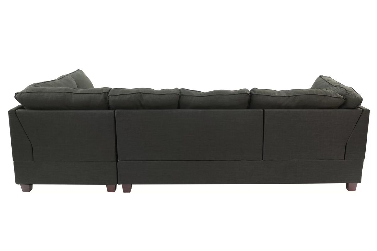 2-Piece Sectional Set W/ 2 Accent Pillows – 2pc Reversible Sectional Sofa Set W/2 Accent Pillows-Ash Black (F6988)