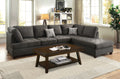 2-Piece Sectional Set W/ 2 Accent Pillows – 2pc Reversible Sectional Sofa Set W/2 Accent Pillows-Ash Black (F6988)