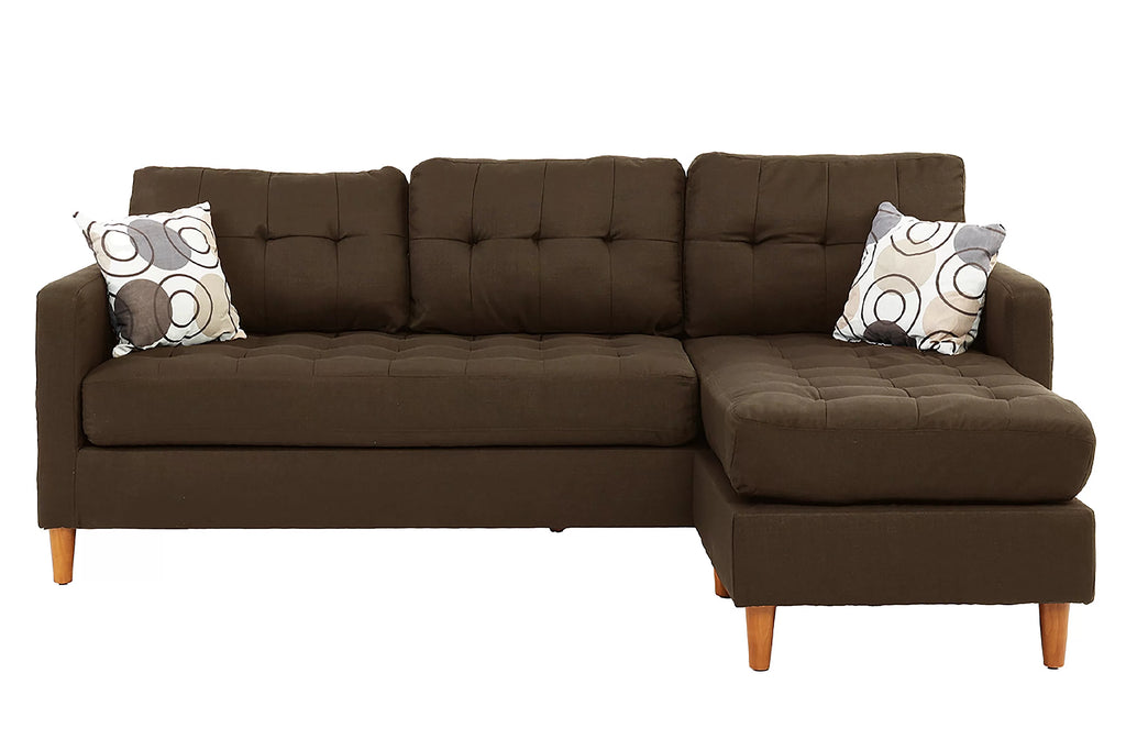 Reversible Sectional Set W/ 2 Accent Pillows – 2pc Reversible Sectional Sofa Set W/2 Accent Pillows-Chocolate (F7086)