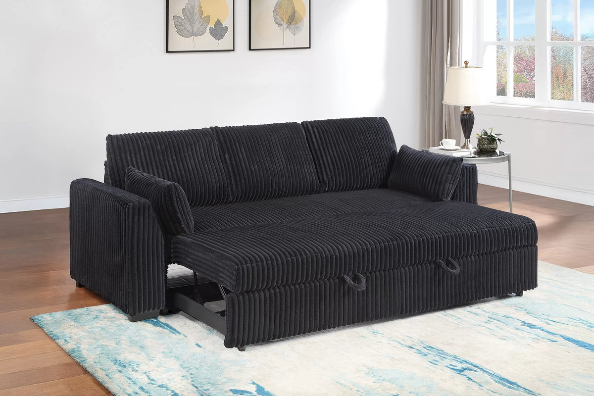 Convertible Sofa – Sleeper Sofa with Pull-Out Bed – Black (F7123)