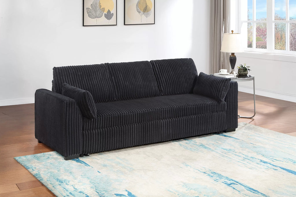 Convertible Sofa – Sleeper Sofa with Pull-Out Bed – Black (F7123)