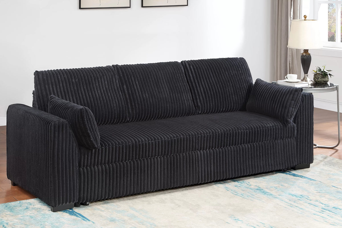 Convertible Sofa – Sleeper Sofa with Pull-Out Bed – Black (F7123)