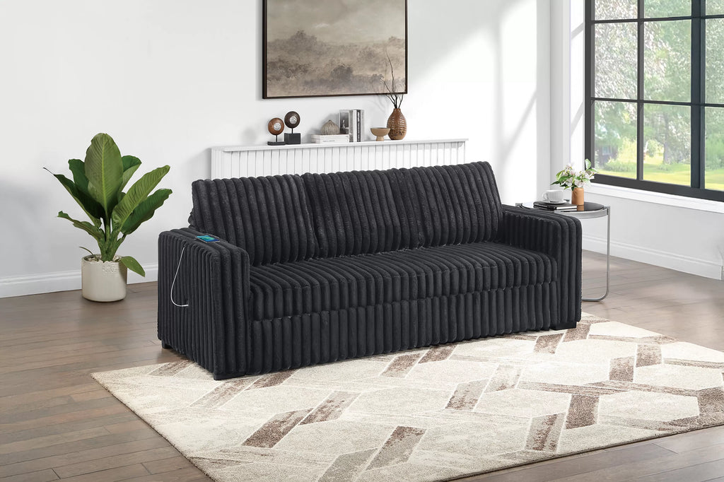 Convertible Sofa – Pull Out Sofa with USB Port – Onyx (F7125)