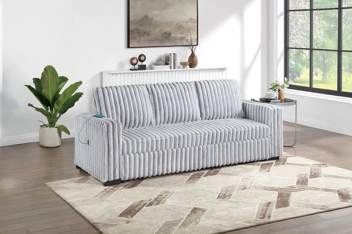 Convertible Sofa – Pull Out Sofa with USB Port – Mink Gray (F7126)
