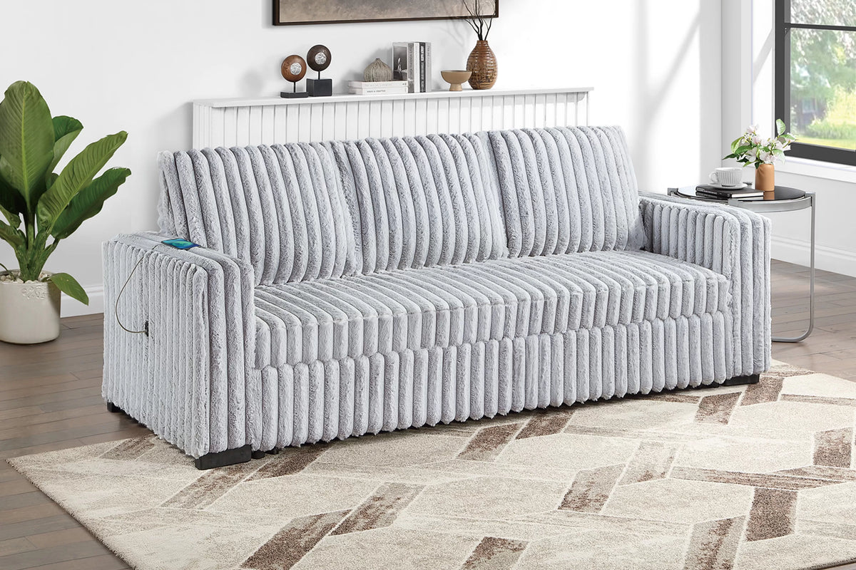 Convertible Sofa – Pull Out Sofa with USB Port – Mink Gray (F7126)