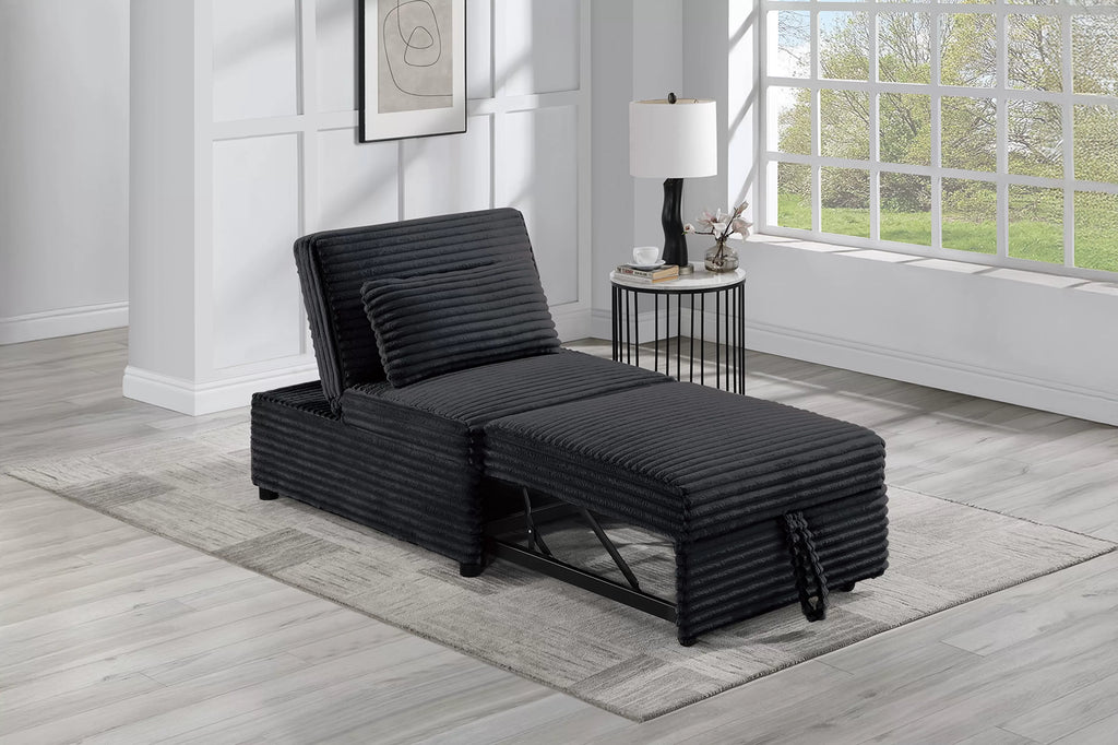 Convertible Sofa – Sleeper Sofa Chair W/ Pull-Out Bed – Black (F7129)