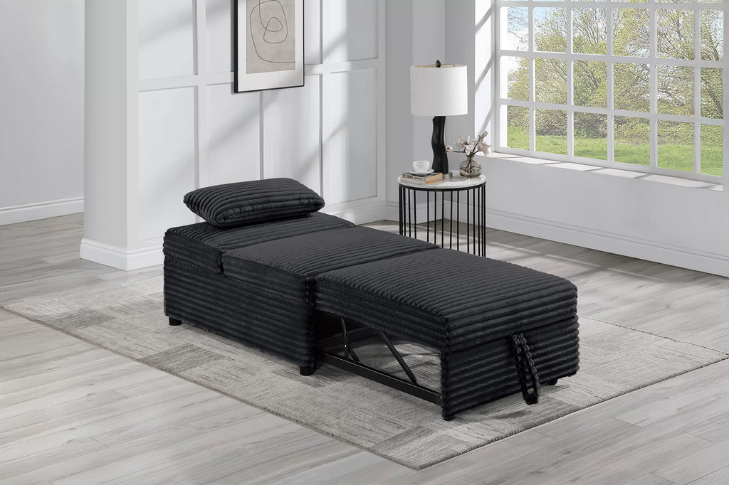 Convertible Sofa – Sleeper Sofa Chair W/ Pull-Out Bed – Black (F7129)