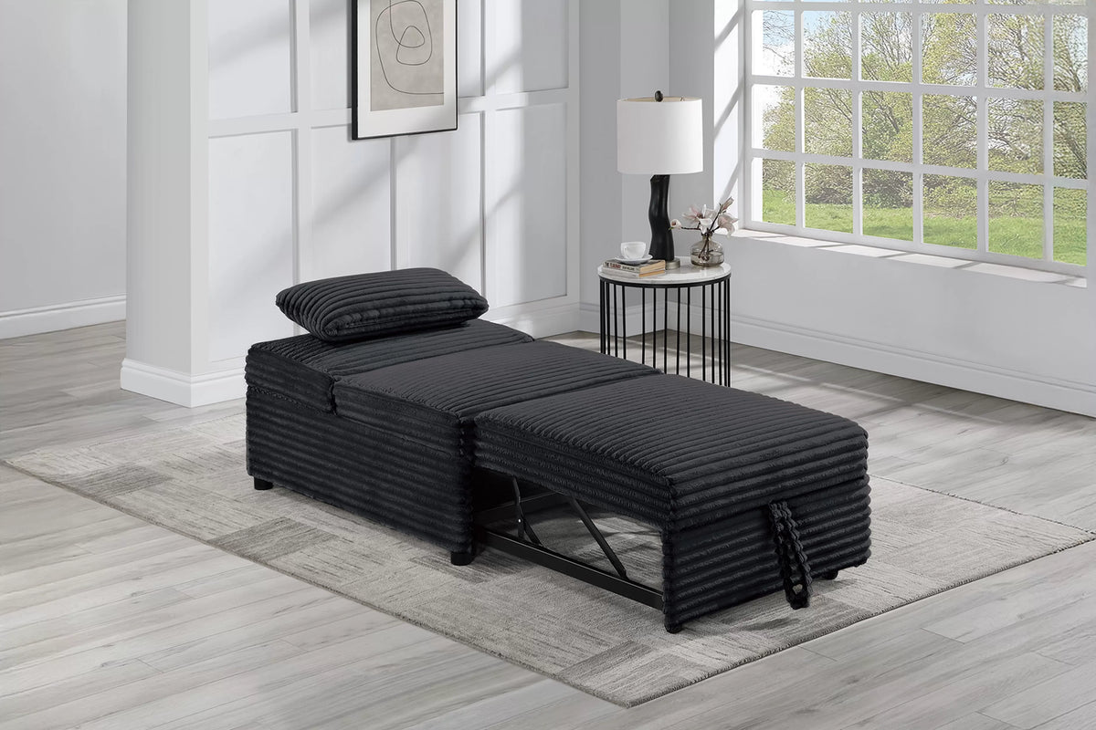 Convertible Sofa – Sleeper Sofa Chair W/ Pull-Out Bed – Black (F7129)