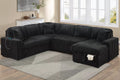 4-Piece Convertible Sectional Set – Sleeper Sofa W/ Pull-Out Bed + RAF Chaise Storage + USB Port – Onyx (F7133)