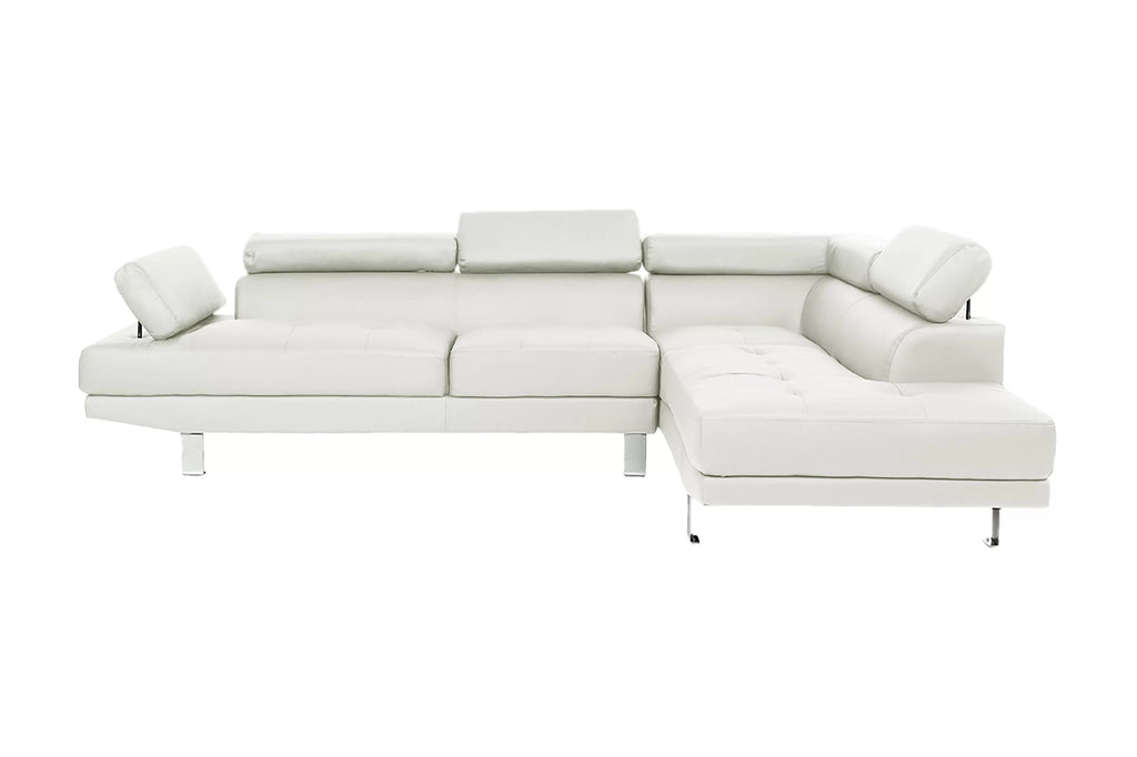 2-Piece Sectional Sofa Set – Left Facing Sofa, Right Facing Chaise Sectional Set-White (F7320)
