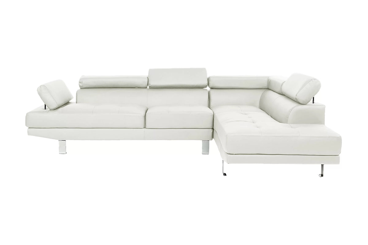 2-Piece Sectional Sofa Set – Left Facing Sofa, Right Facing Chaise Sectional Set-White (F7320)