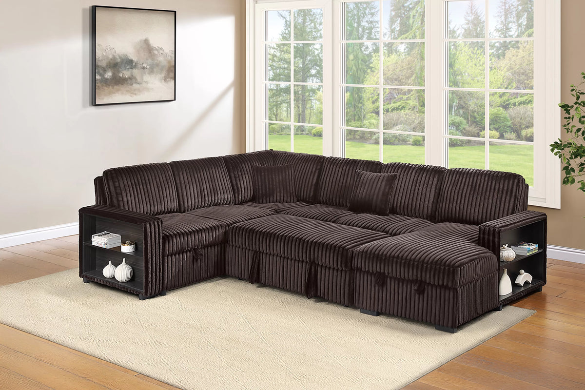 4-Piece Convertible Sectional – Coffee (F7478)
