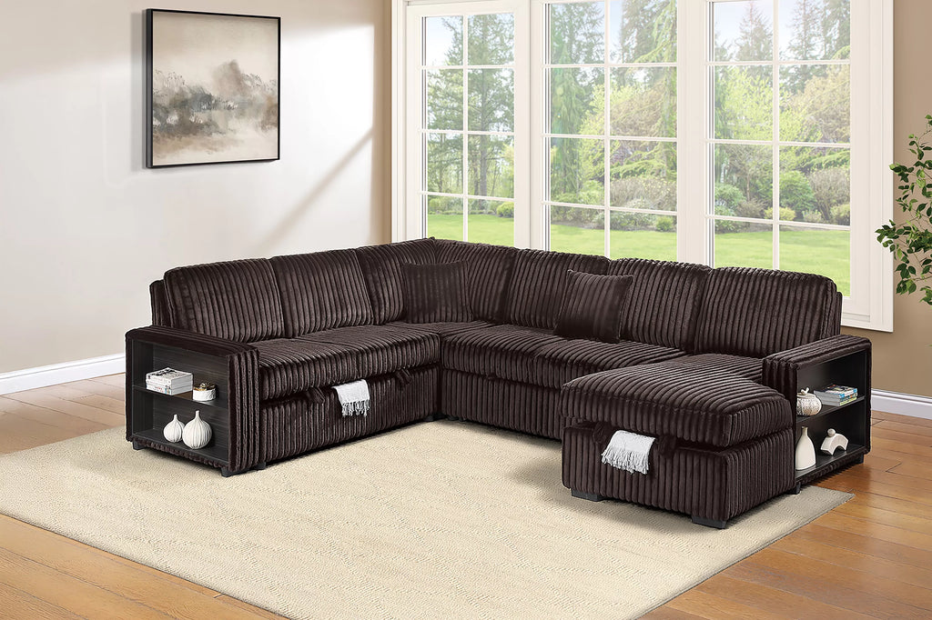 4-Piece Convertible Sectional – Coffee (F7478)
