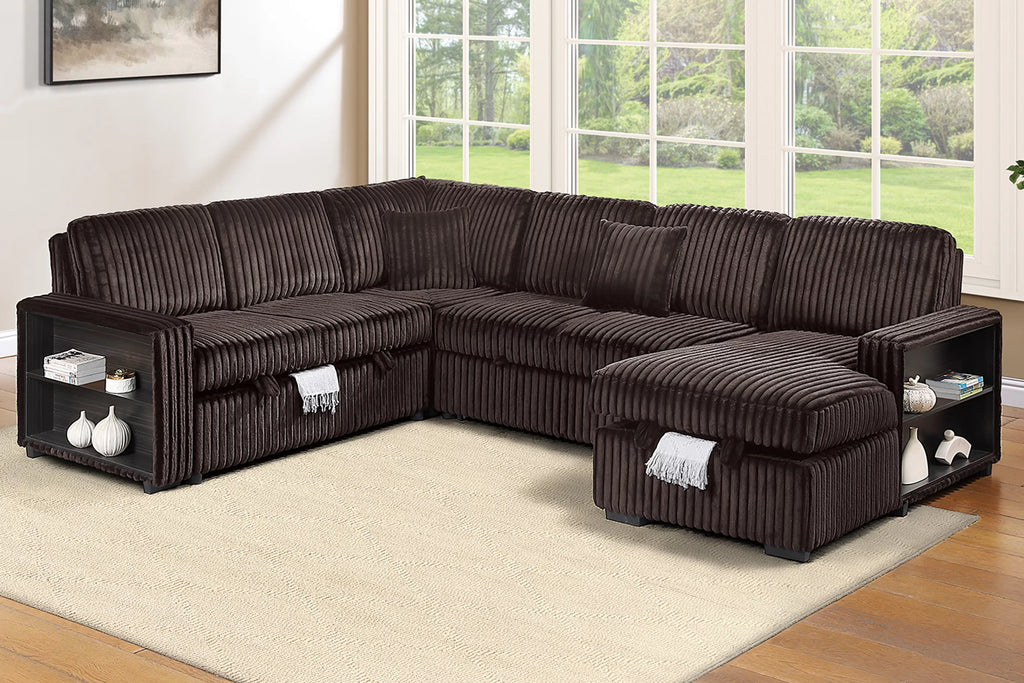 4-Piece Convertible Sectional – Coffee (F7478)