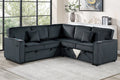3-Piece Convertible Sectional – Sleeper Sofa W/Cupholder, Sofa Storage, & USB Ports – Black (F7479)