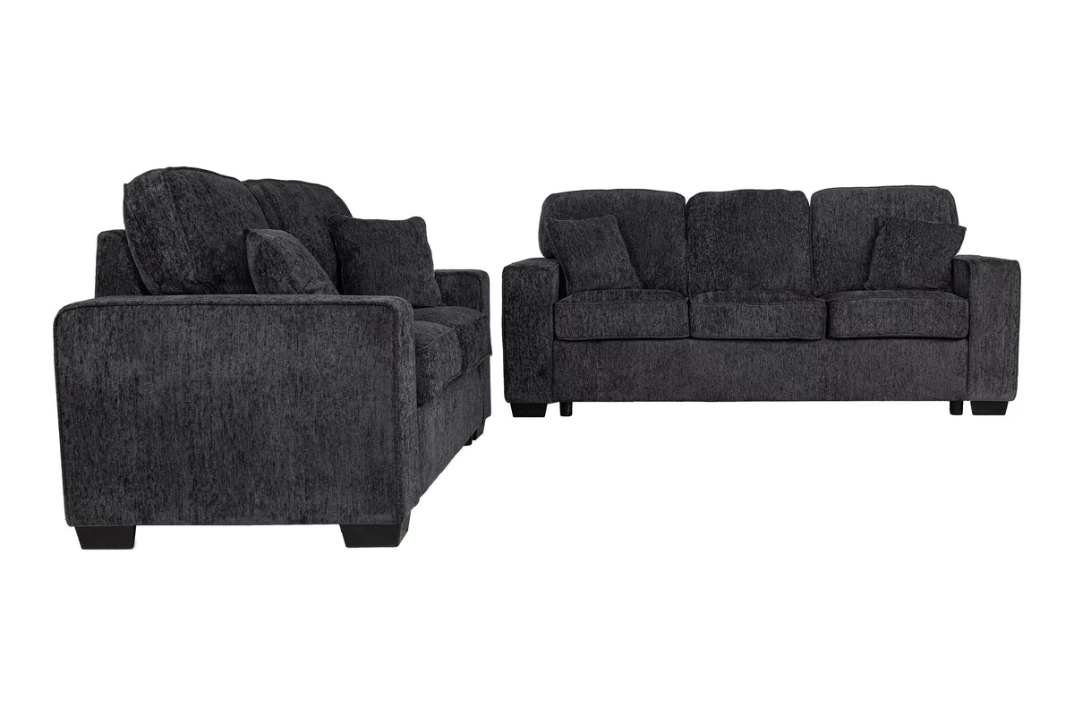 2-Piece Sofa Set – Built-In LED Lights Sofa & Loveseat – Black (F7495)