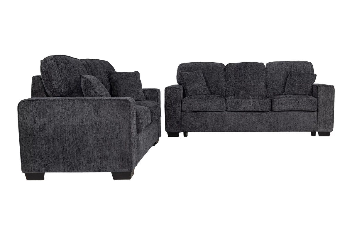2-Piece Sofa Set – Built-In LED Lights Sofa & Loveseat – Dark Gray (F7496)