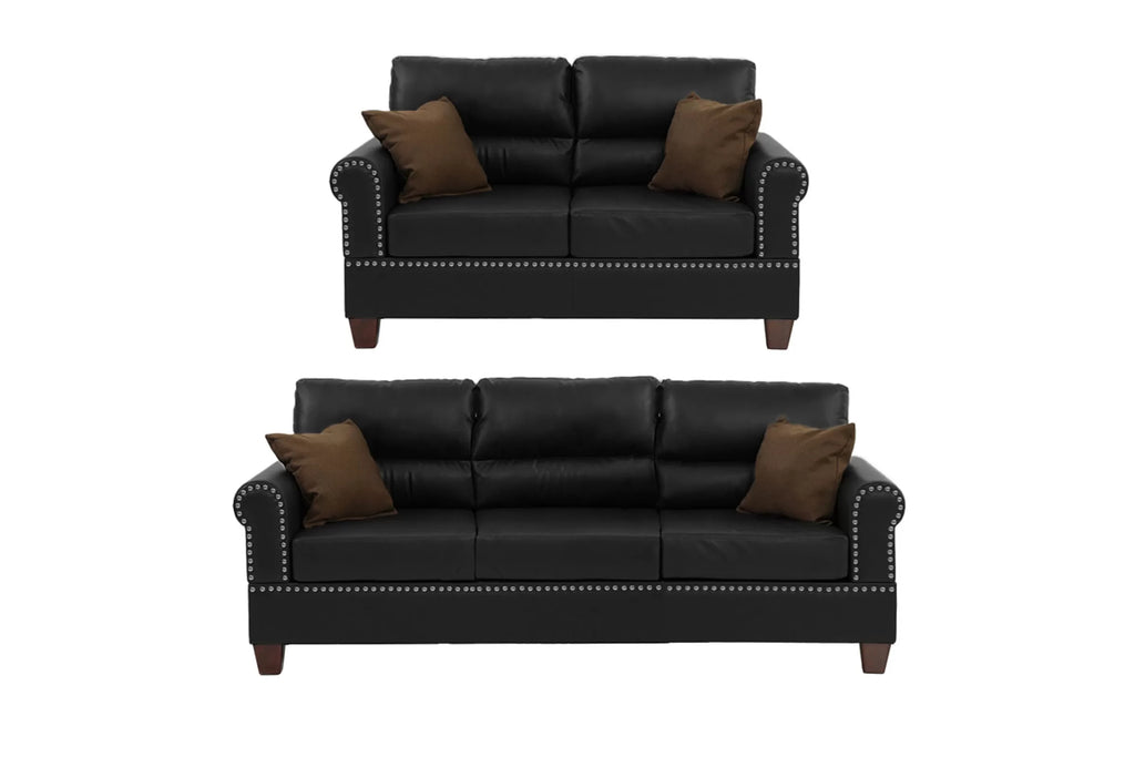2-Piece Sofa Set – Sofa & Loveseat-Black (F7877)