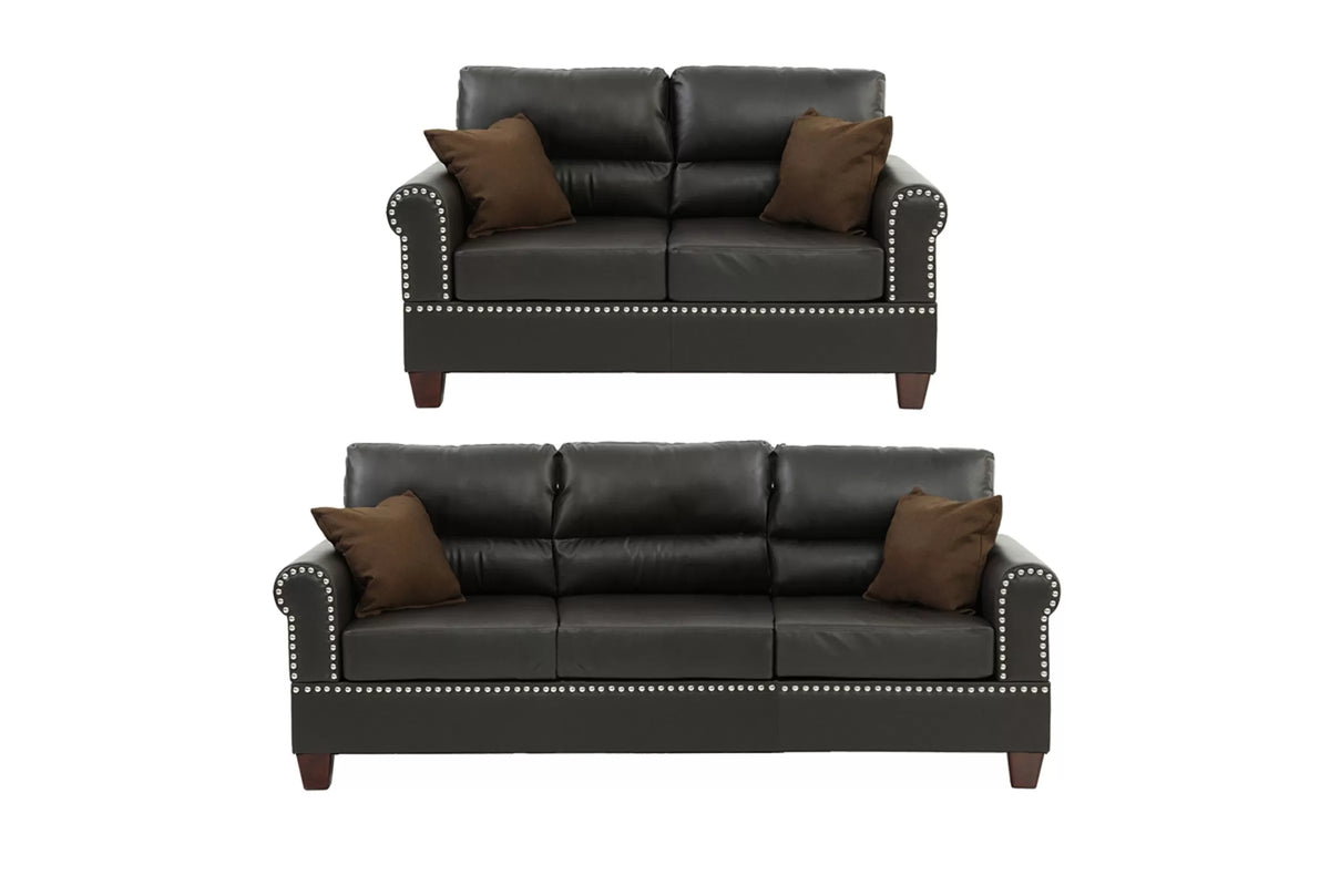 2-Piece Sofa Set – Sofa & Loveseat-Espresso (F7878)