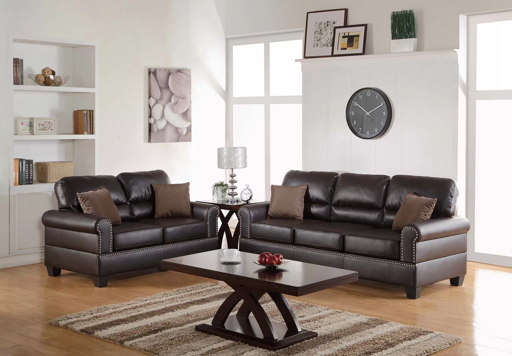 2-Piece Sofa Set – Sofa & Loveseat-Espresso (F7878)