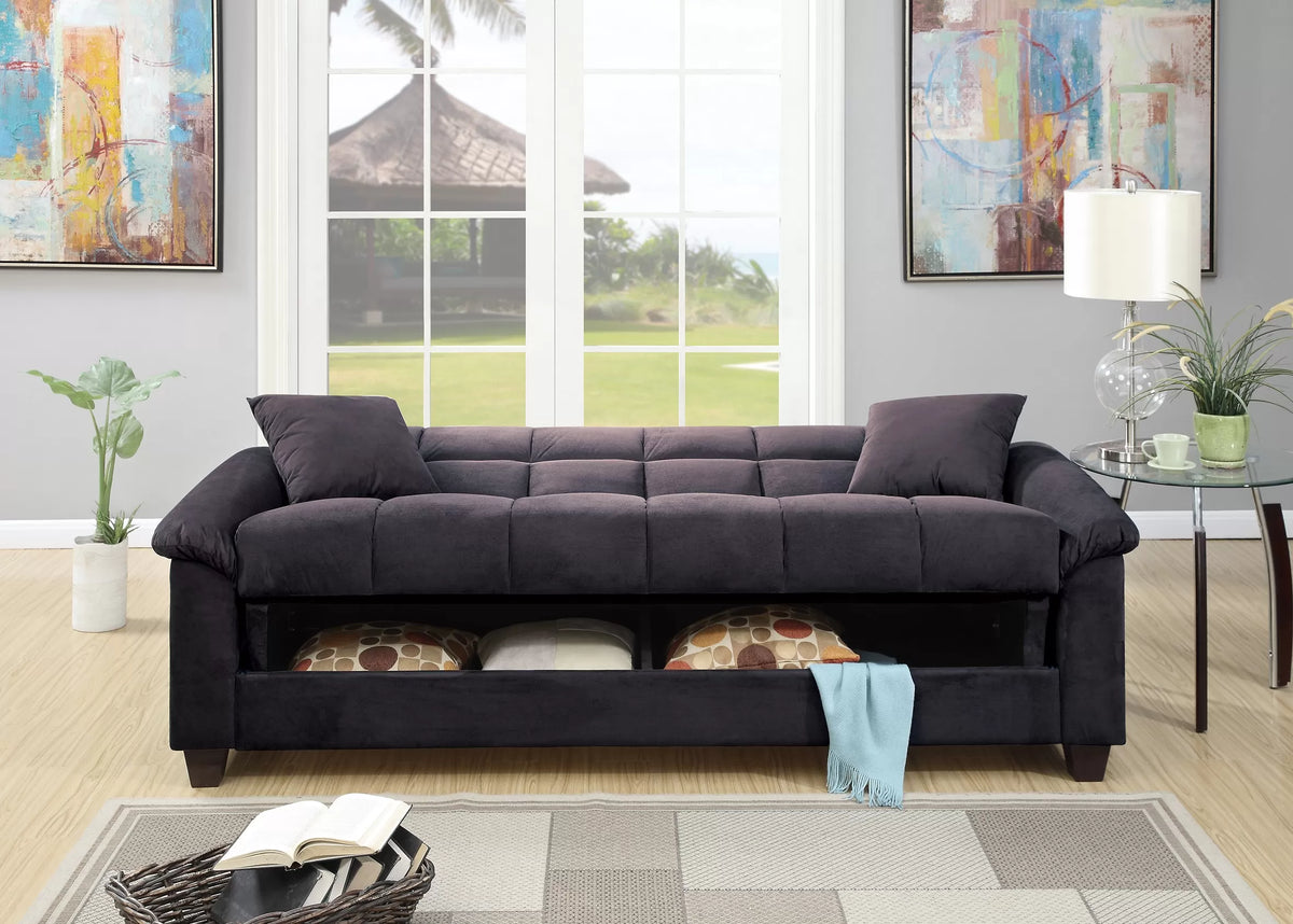 Adjustable Sofa – Hidden Storage + USB Ports – Ebony (F7888)