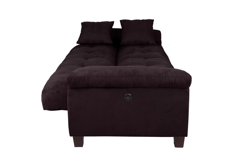 Adjustable Sofa – Hidden Storage + USB Ports – Ebony (F7888)