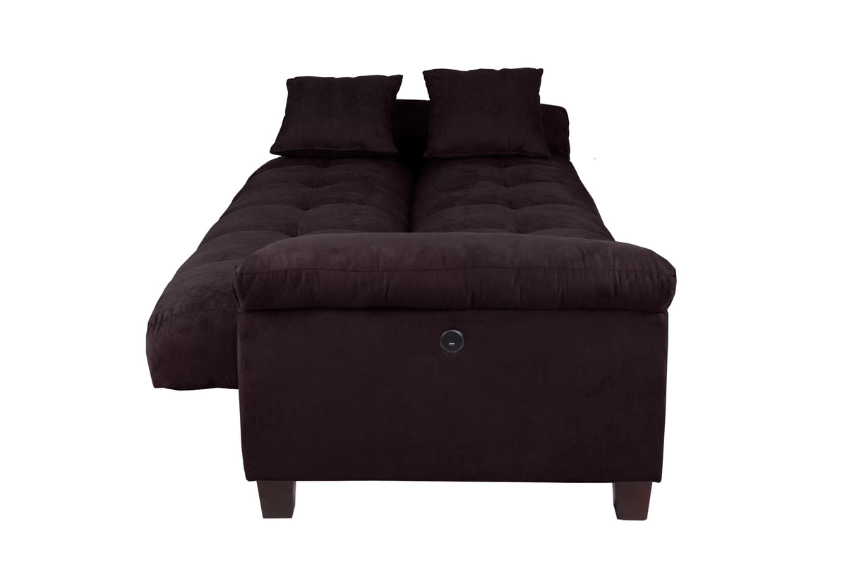 Adjustable Sofa – Hidden Storage + USB Ports – Ebony (F7888)
