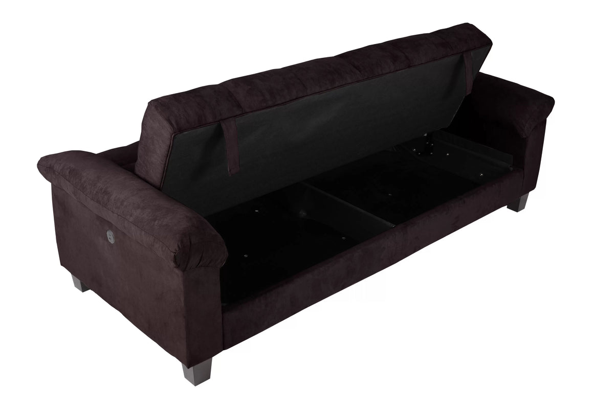 Adjustable Sofa – Hidden Storage + USB Ports – Ebony (F7888)