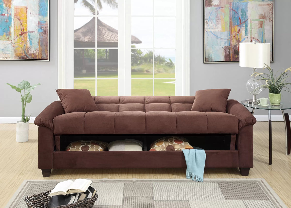 Adjustable Sofa – Hidden Storage + USB Ports – Chocolate (F7889)