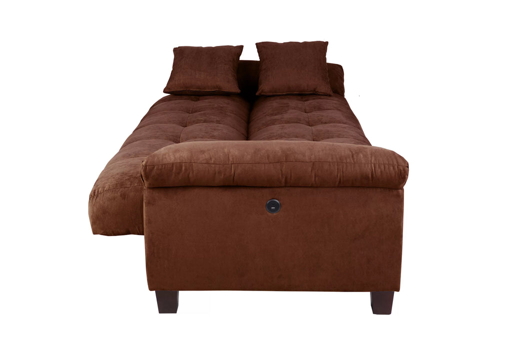 Adjustable Sofa – Hidden Storage + USB Ports – Chocolate (F7889)