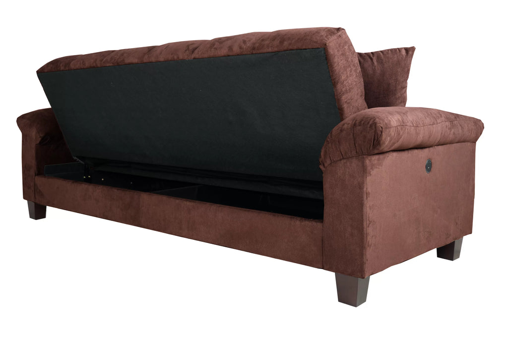 Adjustable Sofa – Hidden Storage + USB Ports – Chocolate (F7889)