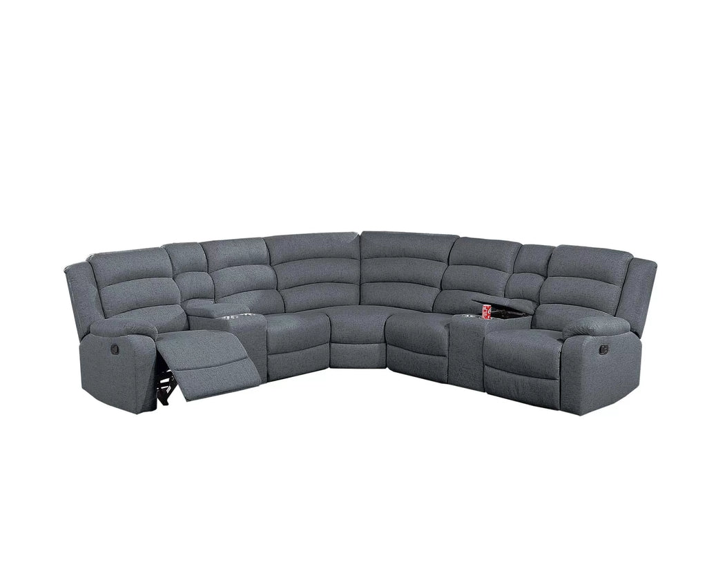 3-Piece Reclining Sectional Set – Manual Motion W/Console – Dark Gray (F8100)
