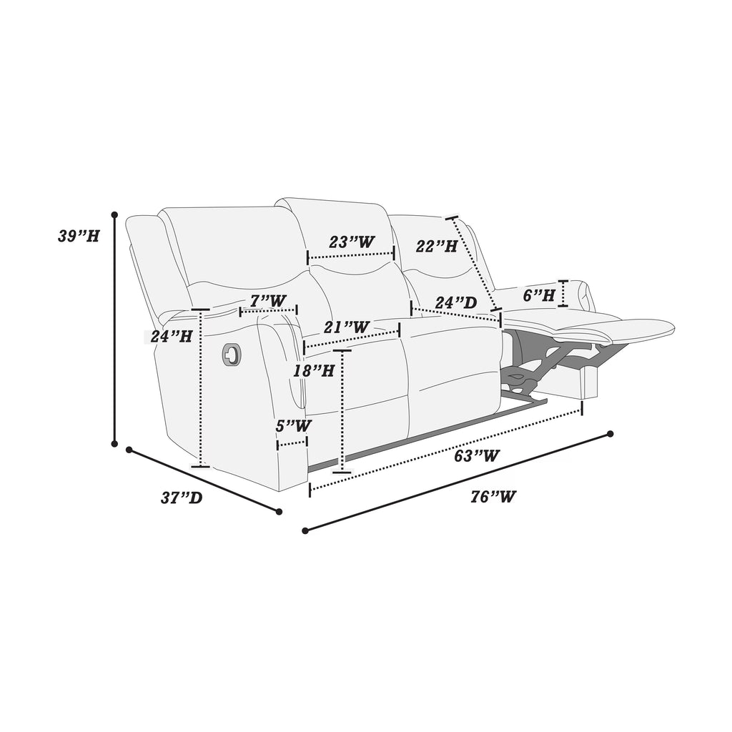 Recliner Sofa – Manual Motion – Dark Gray (F8109)