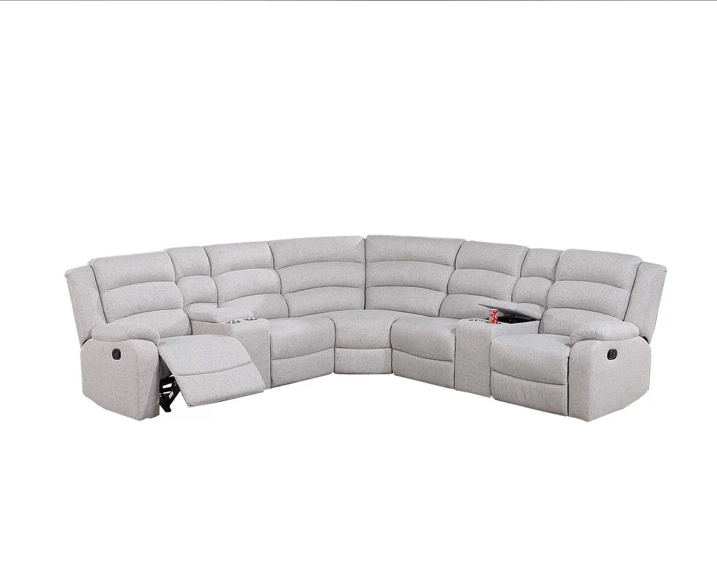 3-Piece Reclining Sectional Set – Manual Motion W/Console – Siecere Bone (F8110)