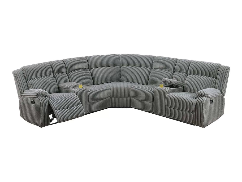 Manual Motion Sectional – Manual Motion + 2 x Console + Cup Holders – Smoke (F8127)