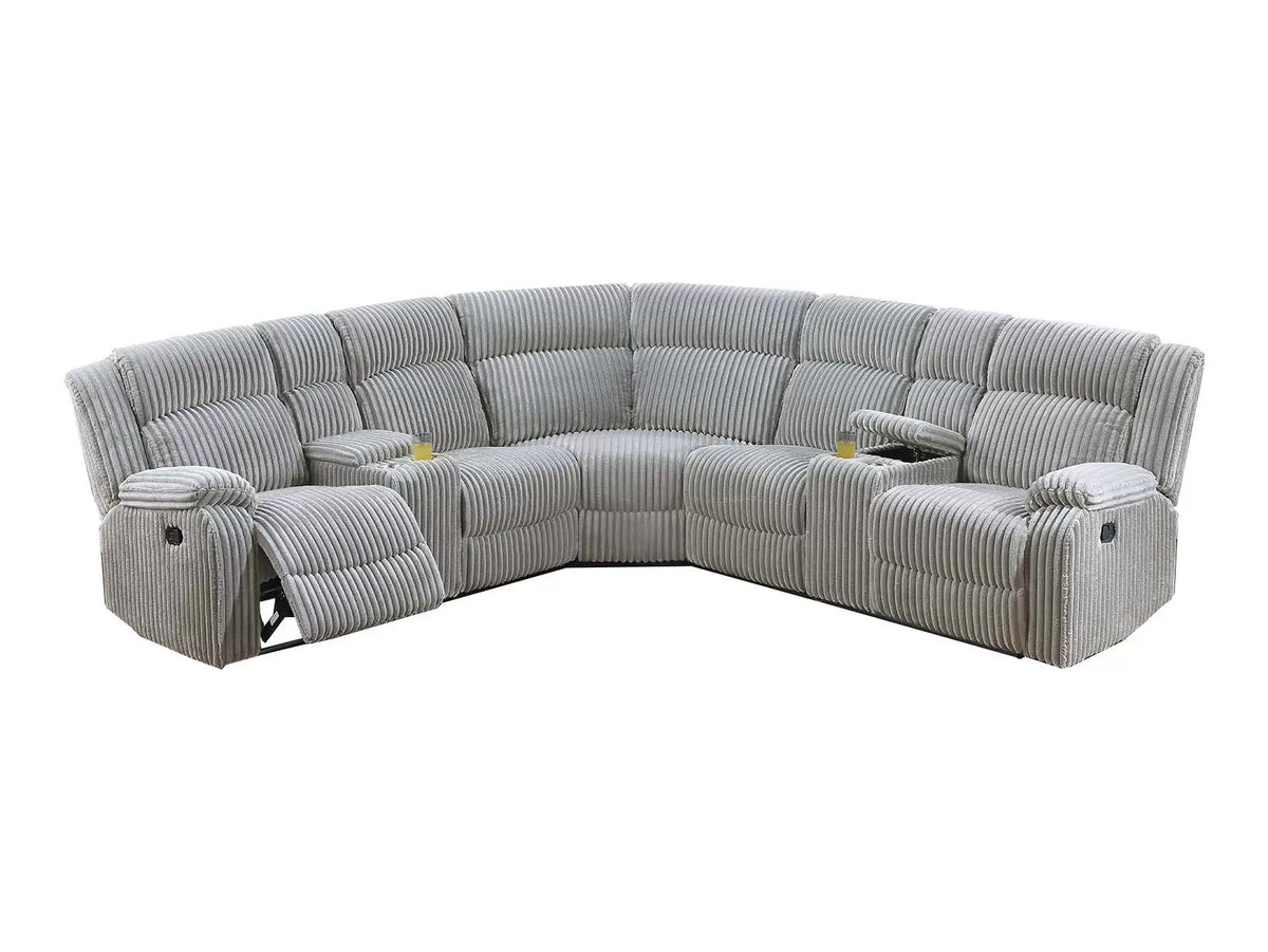 Manual Motion Sectional – Manual Motion + 2 x Console + Cup Holders – Ash (F8128)