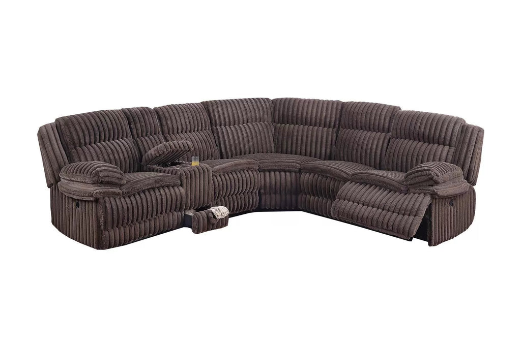Manual Motion Sectional – Manual Motion + Drawer + Console + Cup Holders – Chocolate (F8131)