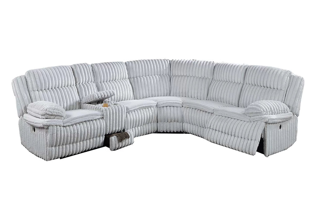 Manual Motion Sectional – Manual Motion + Drawer + Console + Cup Holders – Light Gray (F8132)