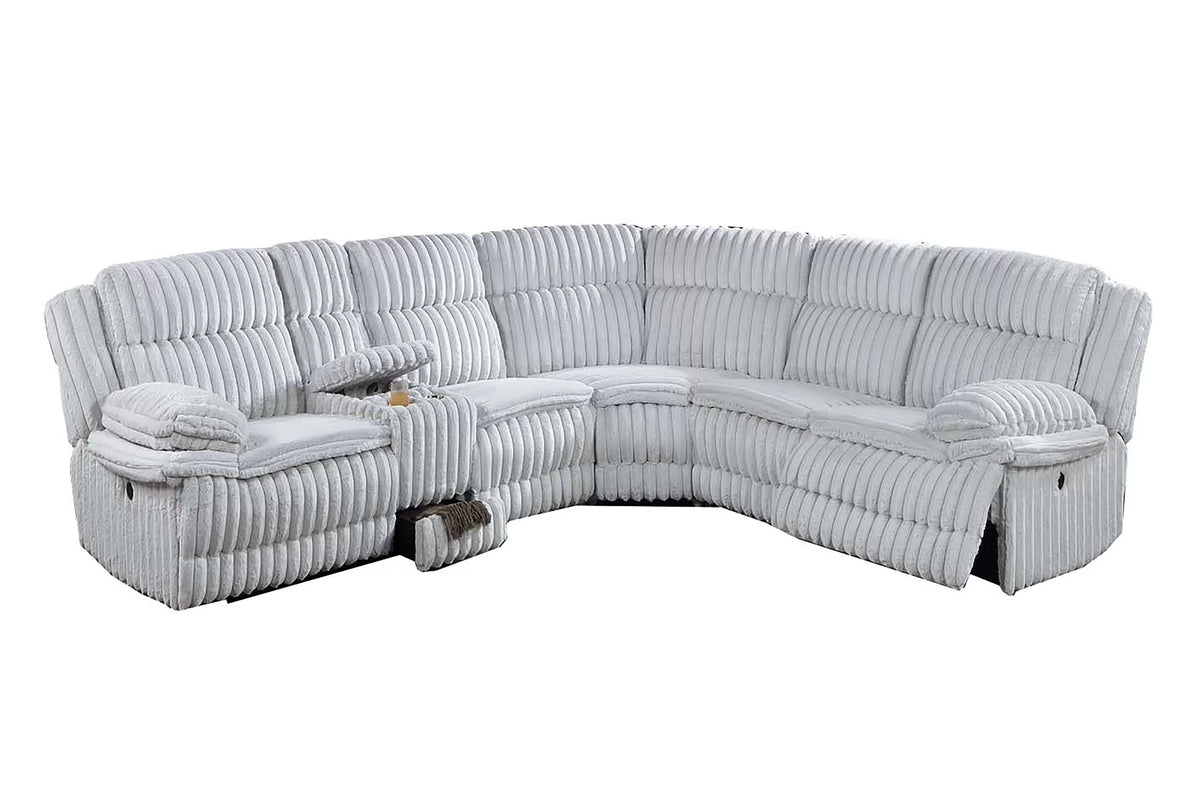 Manual Motion Sectional – Manual Motion + Drawer + Console + Cup Holders – Light Gray (F8132)
