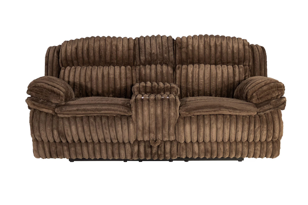 Motion Loveseat – Manual Motion + Console + Drawer – Chocolate (F8135)