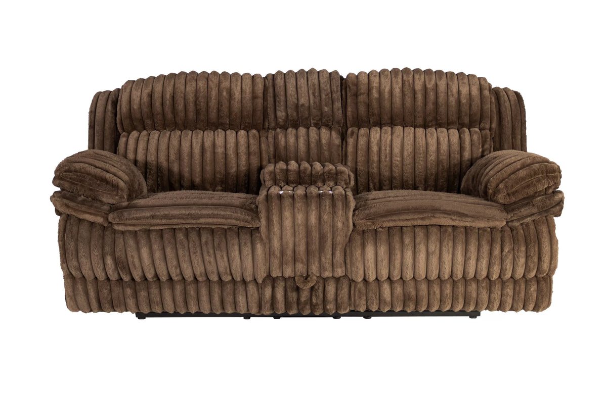Motion Loveseat – Manual Motion + Console + Drawer – Chocolate (F8135)
