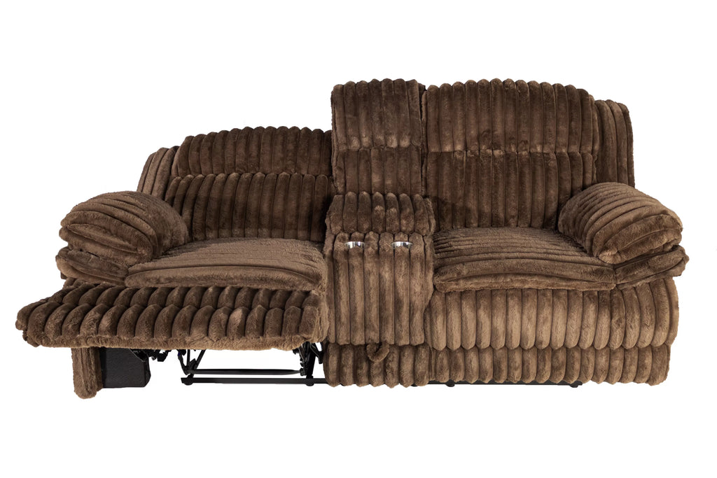 Motion Loveseat – Manual Motion + Console + Drawer – Chocolate (F8135)