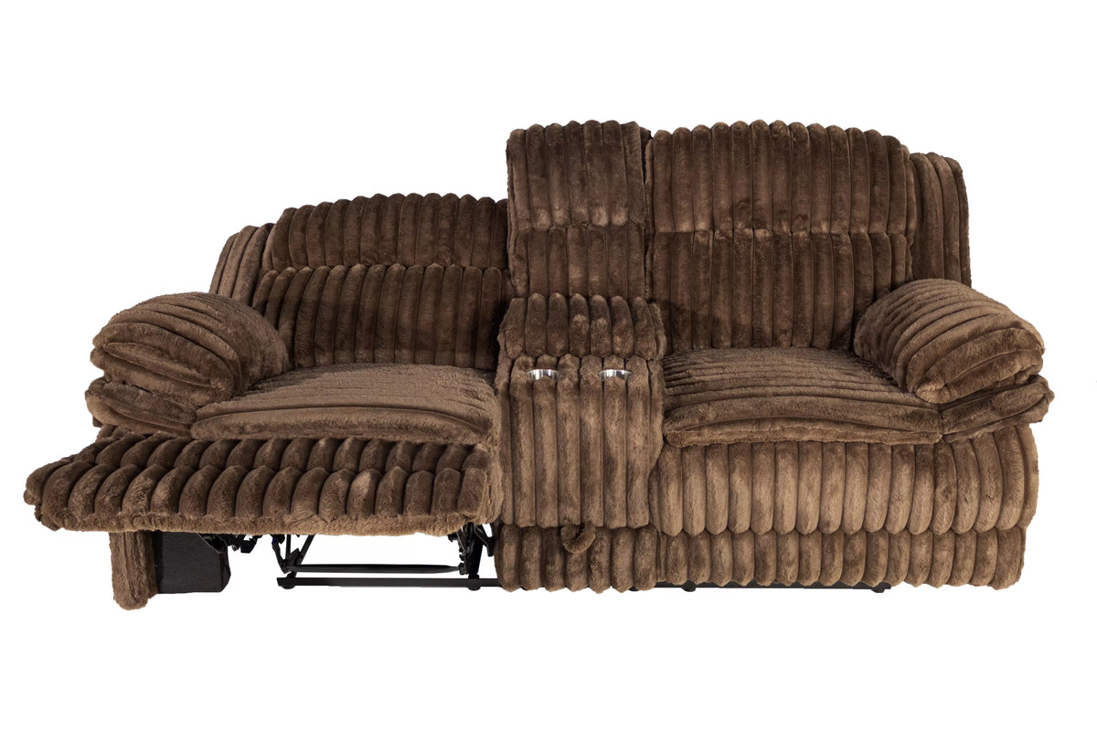 Motion Loveseat – Manual Motion + Console + Drawer – Chocolate (F8135)