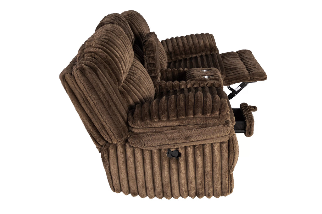Motion Loveseat – Manual Motion + Console + Drawer – Chocolate (F8135)